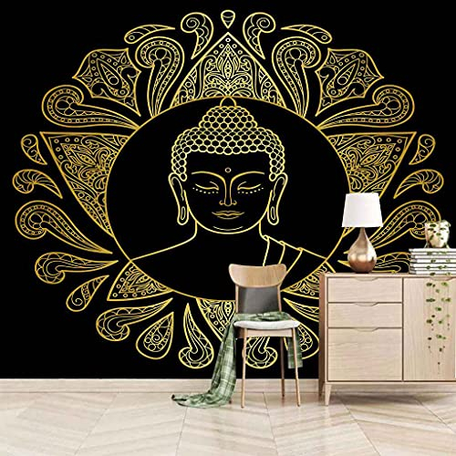 FVGKYS Wandgemälde Benutzerdefinierte Wandbild Tapete 3D Goldenes Buddha-Poster Wandtattoo Kinderzimmer Wohnzimmer Schlafzimmer Fotowand Papier Selbstklebend Tapeten Wanddekoration 150x105cm