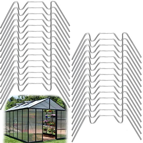 Clips de Vitrage Serre, 80 Pièces Pinces de Serre Type W en Acier Inoxydable, Pinces de Fixation pour Serre d'accessoires de Serre