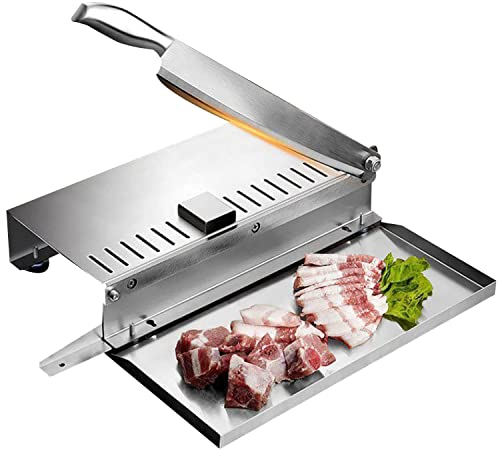 Taglia Carne Manuale, Affettatrice per Costolette e Pollo in Acciaio Inossidabile per Impieghi Pesanti con Vassoio, Tritaossa per Manzo e Capra (Di Grandi Dimensioni)