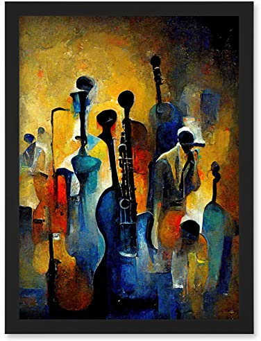 Doppelganger33 LTD Abstract Jazz Orchestra Rhythm & Blues Music Oil Artwork Framed Wall Art Print A4