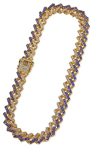 Wycian Dad Necklace Gold, Crystal Necklace for Men Cubic Zirconia 20 15mm Hip Pop Rock Simple Stylish for Boyfriends Leisure Jewelry Gifts