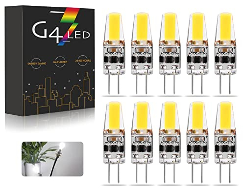 G4 LED Lampen, AC/DC 12-24V 3W Dimmbar G4 LED Birnen Kaltweiß 6000K 270LM, Ersatz für 20W 30W Halogenlampen, Kein Flackern, 10 Stück