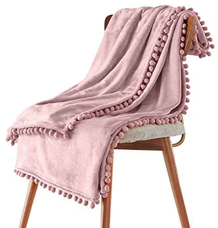 Ergocar Wohndecke, Decke mit Bommeln, Hochwertige Weich Sofadecke, Kuscheldecke Flauschig & Super Weich, Wohndecke Dekorative für Alle Jahreszeiten, für Sofa Couch Bett