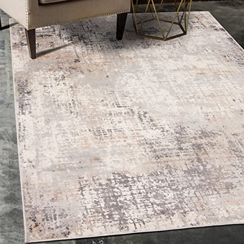 Mazovia Tappeto Soggiorno 140x200cm Crema Astratto Morbido Facile da Pulire | Tappeto per Camera da Letto Sala da Pranzo Ufficio Beige Resistente Ai Detergenti Riscaldamento a Pavimento Pelo Corto