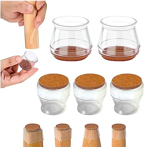 32Pcs Silicone Chair Leg Caps for Hardwood Floor - Chair Leg Floor Protectors including furniture cup with felt pads, Chair Leg Caps & Furniture Silicone Protection Cover to Prevent Scratches on Floor