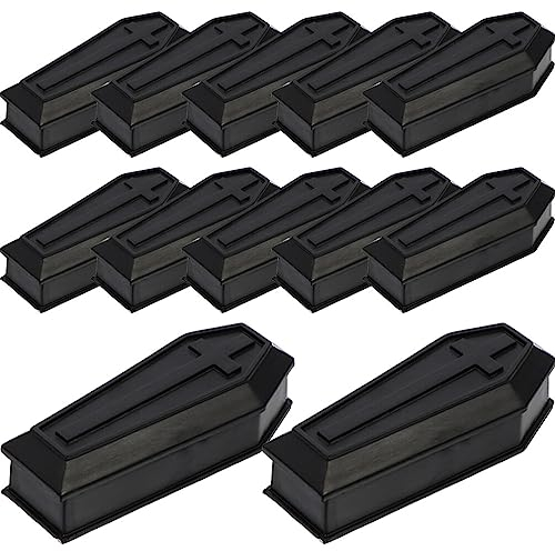 Spukhausdekoration 14 Stück Halloween Sarg Requisite Kunststoff Mini Sarg Regale Gruselige Sarg Deko Schwarze Gothic Regale - Hexenzimmer Dekor - Gothic Home Dekor