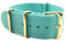 Correa de reloj de nylon Banda estilo NATO de la OTAN color oro de repuesto 20mm, para Hombre y Mujer nailon nato strap unisex (Turquesa)