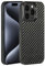 Molzar Grip Series for iPhone 15 Pro Case with Real Weave Carbon Fiber, Built-in Metal Plate for Magnetic Mount, Works with Qi-certified Chargers, Glossy Black/Weave