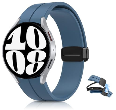 KeHowy 20mm Cinturino per Samsung Galaxy Watch 7 FE 6 5 4 40mm 44mm/Watch 6 Classic 43mm 47mm/Watch 4 Classic 42mm 46mm, No Gap Silicone Magnetico Cinturini per Galaxy Watch 5 Pro 45mm - Azzurro