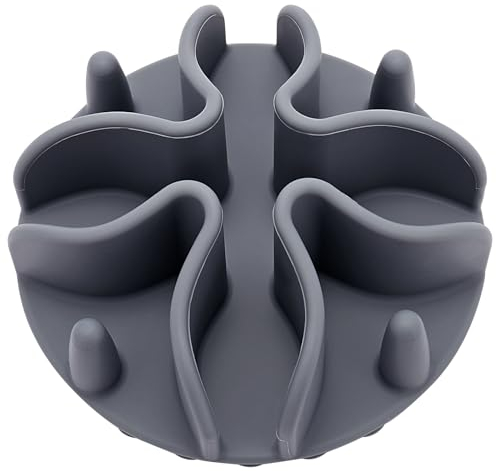 Slow Feeder Dog Bowl Insert,Doweiss Silicone Slow Feeder for Dog Cat Puppy Pet with Stong Suction Cups for Dog Bowls Slow Eating Bowls (Medium, Grey)