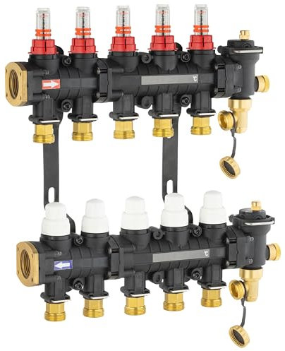 Collecteur plancher chauffant/rafraichissant en polyamide 5 départs/retours NOYON & THIEBAULT