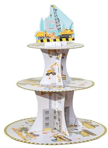Zundo 3 Etagen Cupcake Display Turmständer, Wiederverwendbar, Kuchenständer Pappe, Cupcake Ständer (Bagger)
