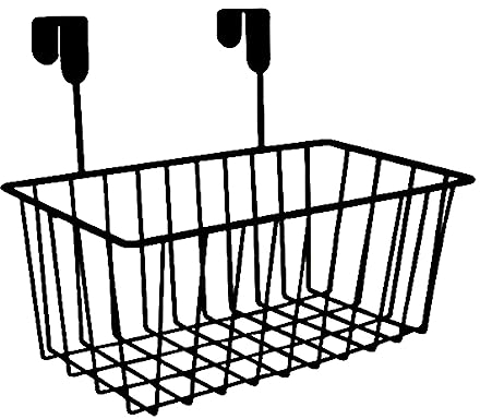 Generic 1 panier de rangement en forme de grille avec crochets en métal à suspendre pour cuisine (noir)