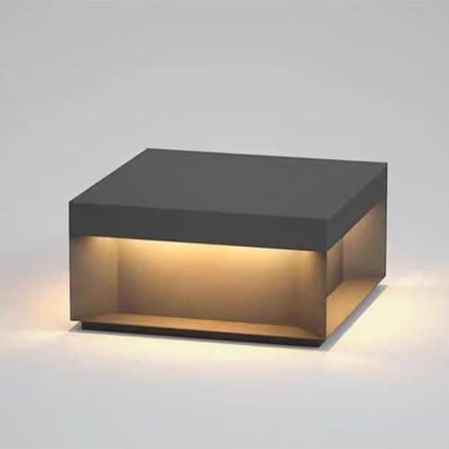 Topmo-plus schwarze Pfostenlampen pfostenkappe licht Gartenleuchte stehlampe standlampe quadratisch Staal Acryl 16W LED SMD Zaunpfosten/Wanderweg/Terrassenlaterne 3000K 20CM