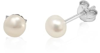 Mary & Jules Perlenohrringe Silber 925 Sterling Silber, aus recyceltem Silber, Ohrringe Silber Damen mit Süßwasserperlen, Ohrstecker Silber für Frauen und Mädchen, Perlenohrringe Stecker