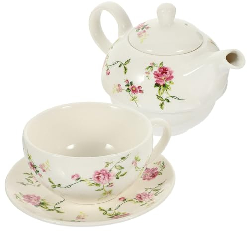 ABOOFAN Théière Céramique Avec Tasse Service à Thé Petite Bouilloire Pour Thé Vrac Ou Fleurs Pour Usage Domestique