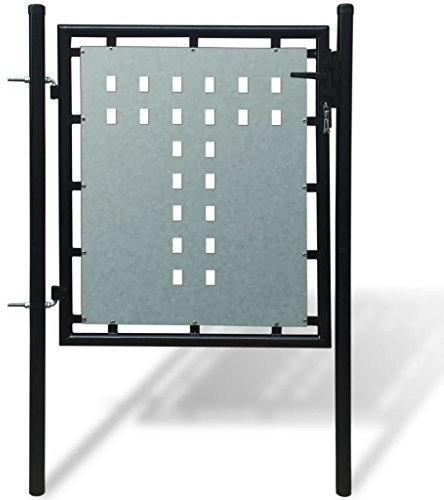 ARKEM Zauntor (Einzeltor) Schwarz 100x125 cm Maschendrahtzaun Gartentor Stahl Gitterzaun Stabmattenzaun