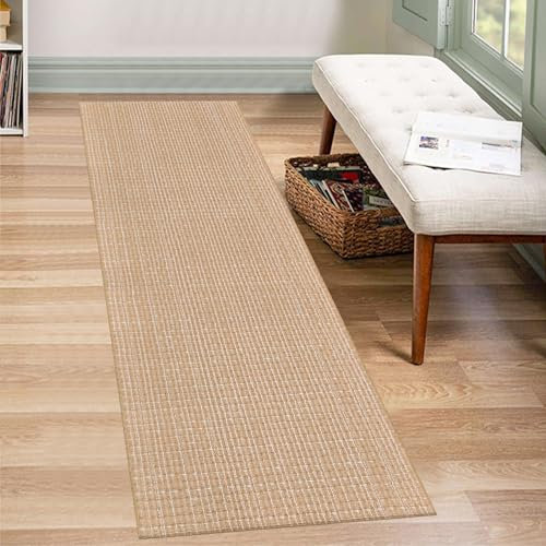 Fixseed Küchenteppich, maschinenwaschbarer Läuferteppich, 60 x 180 cm, braun, gewebter Badezimmerteppich aus Baumwolle, Läufer für Flure, Schlafzimmer, Wohnzimmer, Wäscherei, Terrasse, Eingangsbereich