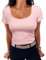 Aottori T-Shirt à Manches Courtes pour Femme Col Carré élégant Haut Décontracté Tee Shirt Tunique Chemises Top Couleur Unie Shirts Été Rose XXL