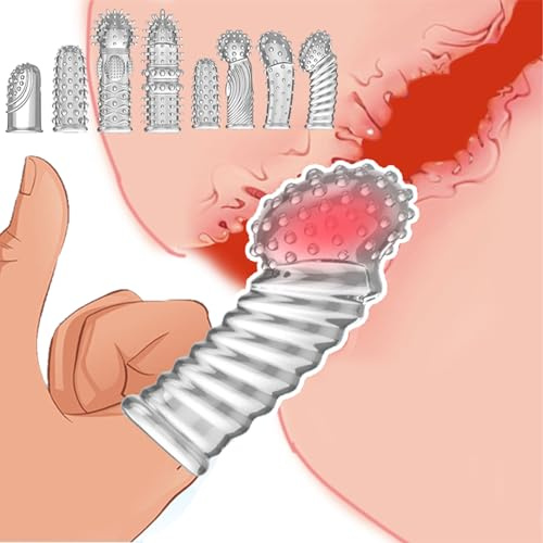 7 pcs Weicher Fingerhüllen Set Sexfinger Tickler Finger Hüllen | SM Spike Penis Sleeve für Sie Klitoris und G-punkt Stimulation Erotik Masturbation Sex Toys für Männer Frauen und Paare