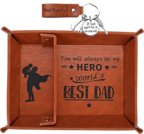 Charfia Dad Birthday Gifts, Valet Tray Gifts for Dad Daddy Gifts from Daughter, Bedside Organiser Dad Gifts Birthday Presents for Dad Daddy Valentines Gifts Christmas Dad Gift Mens Gifts