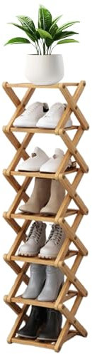 Zapatero de 7 Niveles, Estante Zapatero Organizador de Zapatos Que Ahorra Espacio, Zapatero Vertical Almacenamiento de Zapatos Estante Alto y Estrecho para Zapatos para Entrada, Dormitorio, Marrón