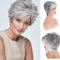 Qnbiar Kurze Graue Perücke für Weiße Frauen Pixie Cut Perücke mit Pony Natürliches Synthetisches Haar für den täglichen Gebrauch