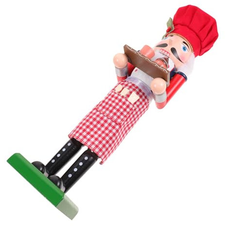 KONTONTY Adorno De Madera Nutcracker Chef De Pastelería Decoración Festiva para Navidad Figura De Artesanal para Hogar Restaurante y Cafetería