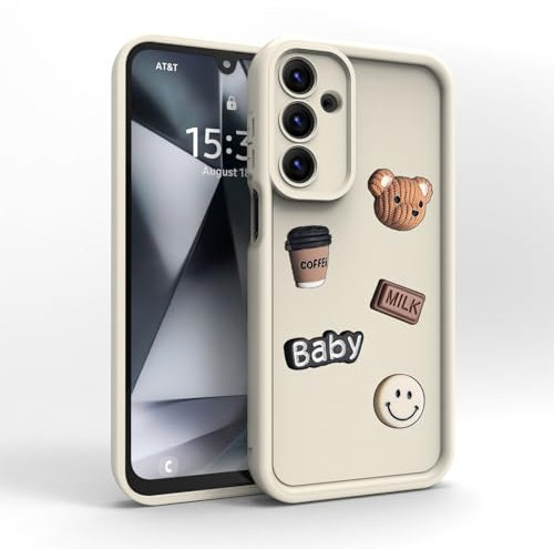 PanXCase Hülle für Samsung Galaxy A05s - Handyhülle 3D Bärchen Lächeln Motiv Design Süß Silikonhülle, Kameraschutz Mädchen Stoßfest Schutzhülle (White)