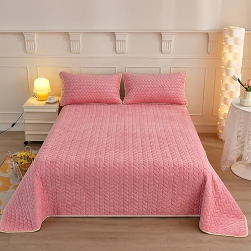 HAIBA Tagesdecke 120 x 200 cm Plüsch Flanell Bettüberwurf Sofa Rosa | Kuschelig Weicher Flanell Tagesdecke Leichte Mikrofaser Bedspread für alle Jahreszeiten Für Bett und Sofa für Einzelbett