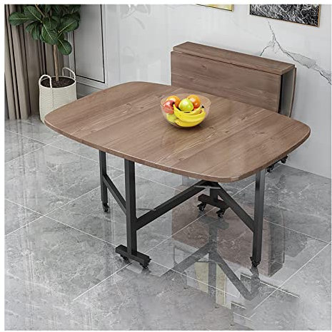 Klappbarer Küchentisch aus Holz mit Tropfenblatt-Design, verstellbarer Arbeitsplatz für PC und Laptop, platzsparender Esstisch mit runden Kanten, beweglicher Küchen-Schreibtisch auf Rädern, Weiß