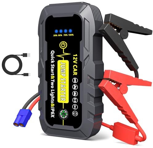 Jump Starter Power Pack, 1000A Car Battery Booster Jump Starter for 12V Vehicle, Car Jump Starter Power Bank with LED, and Jump Leads for up to 4.0-Liter Gasoline and 3.0-Liter Diesel Engines