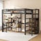 NQSLDM Hochbett Metallbett 90x200 cm mit Schreibtisch und Kleiderschrank, Etagenbett mit Treppe und Stauraum, Bett für Kinder und Jugendliche, Bettgestell mit Rausfallschutz, Schwarz