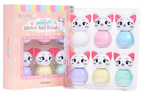 Kids Nail Varnish Sets with 6 Macaroon Colors, Kids Nail Polish Sets for Girls, Water-Based, Non-Toxic, Quick Dry Kids Nail Varnish Set, Girls Gift,Birthday Gifts For Ages 3+