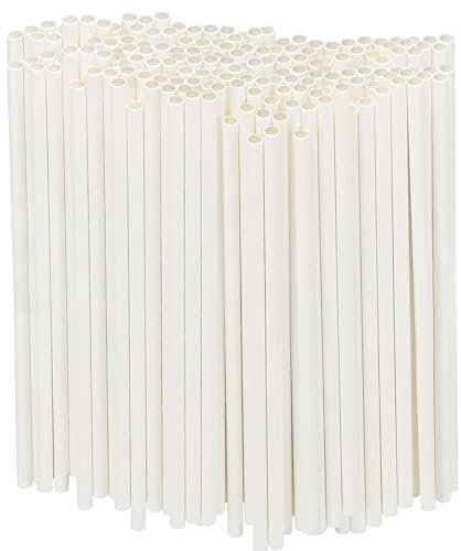 Paquet de 200 Pailles en Papier, Pailles Carton (Diamètre 6 mm 19,7 cm), Pailles Jetables, Adaptées aux Cocktails, Cafés et Célébrations, Soirées Long Drink (Blanc Ivoire)