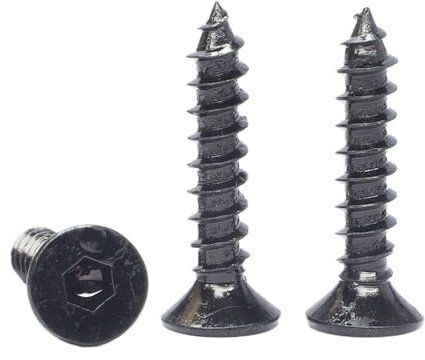 LIUDONGX 10-50 Tornillos autorroscantes de Cabeza Plana con zócalo Hexagonal Negro, Tornillos de Madera avellanados con Cabeza Allen de Grado 8,8 for Aplicaciones M2 M4 M5 M6(5mm,M3 50pcs)