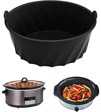 Slow Cooker Liner Wiederverwendbare Schongarer-Einlagen, 6 l, oval (6–8 qt), hitzebeständiges Silikon, BPA-frei, spülmaschinenfest, Slow Cooker-Zubehör für Zuhause, Küche (schwarz)
