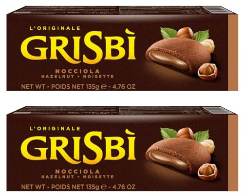 Matilde Vicenzi Grisbi Cream Italian Biscuits Cookies | 2 x 135g Packs (Hazelnut)