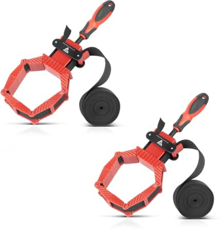 STAHLWERK 2 x Rahmenspanner | Winkelspanner | Bandspanner | Eckspanner | Spannhilfe mit 4 Spannbacken und 4 m Nylongurt