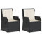 Willood Gartenstühle Gartensessel mit Kissen 2 STK. Verstellbar Schwarz Poly Rattan 55 x 67 x 95 cm