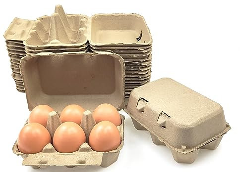 Azatemgo 40 confezioni di cartoni per uova, cartoni per uova in fibra di cellulosa, 6 vassoi per uova, cartoni per uova riutilizzabili solidi, contenitori per uova
