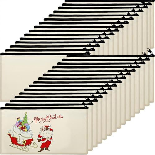 Cptoion 30 Stück DIY Blanko Stoffbeutel, Kosmetiktaschen mit Reißverschluss, Blanko Federmäppchen Klein, Mäppchen zum Bemalen für Kinder Schule Reisen Arbeit Makeup, 21 x 12 cm