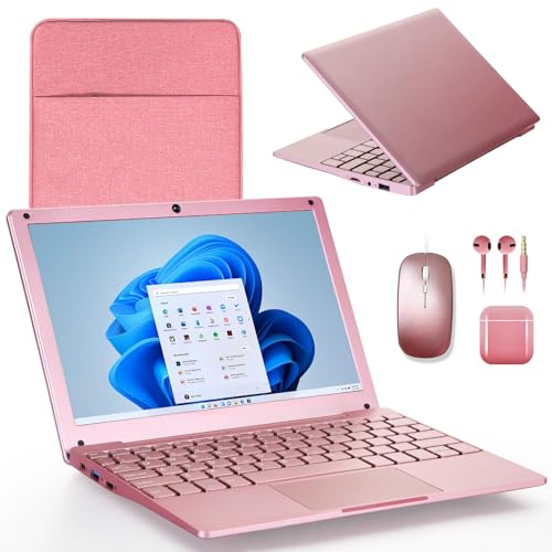 G-Anica Ordinateur portable win 11, 8 Go de RAM et 128 Go de ROM, Processeur Celeron Dual-Core, Netbook 10 pouces avec WiFi, Mini-ordinateur livré avec sacoche, souris, casques audio et tapis de souri