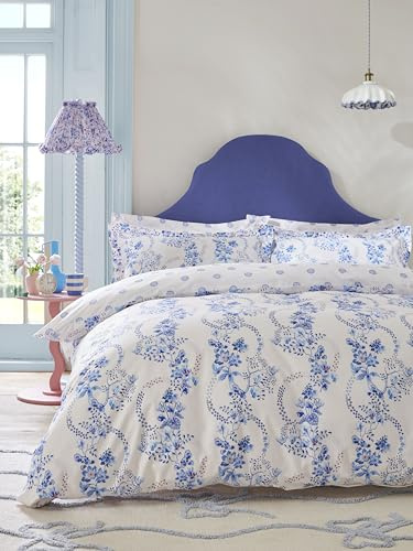 Cath Kidston Road Floral 100% Cotton Duvet Cover Set In Cornflower (Super King (260cm x 220cm))