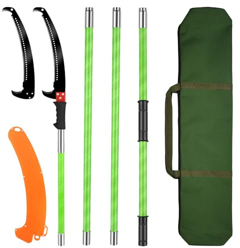 Coupe Branche Telescopique 4m: Scie à Élaguer Télescopique, Scie D'élagage Manuelle, Outils de Jardinage Pour la Taille des Palmiers et Des Arbustes (Vert)