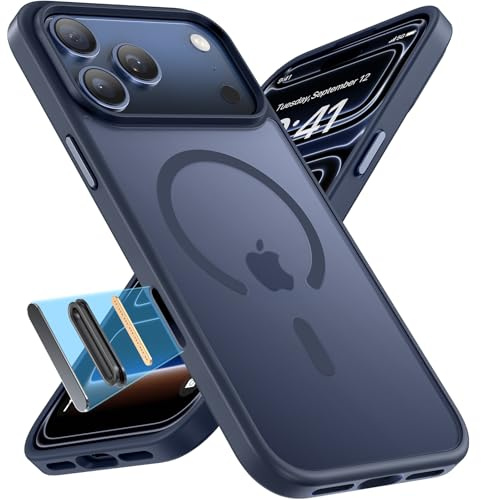 Miracase für iPhone 17 Pro Hülle für Magsafe mit Kamerasteuerung TOP Militärschutz & Magnetkraft Stoßfest Kratzfest mit Samtiger Haptik Handyhülle für iPhone 17 Pro 6,3,Matt-Blau