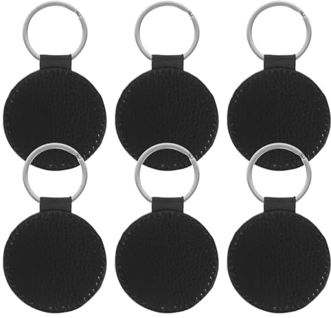 Mipcase 6 Stück Doppelseitige Runde Pu Leder Schlüsselanhänger Rohlinge mit Litschi Struktur für Sublimation Wärmeübertragung Selbstgemacht Basteln und Fotodruck