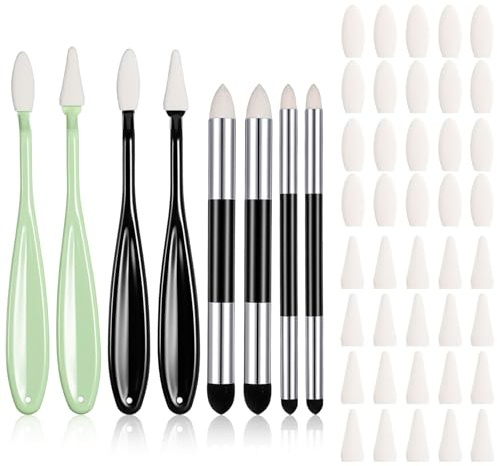 HJZHII 48Pcs Oil Pastel Blending Tools, Artist Blending Sponge Pen | Reusable Double-Headed Blending Drawing Stump Washable Sketch Rubbing Brush for Sketch Drawing Lightening Highlight
