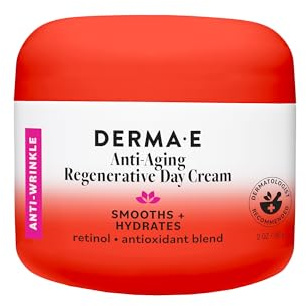 Derma E Anti-Aging Regenerative Day Cream – Astaxanthin Moisturizer for Face – Lightweight Firming Anti-Wrinkle Cream with Lavender, Jojoba Oil and Vitamin E, 2 oz