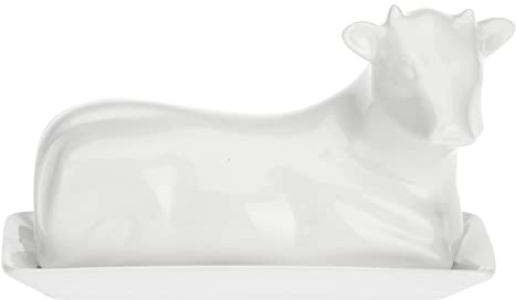 LA PORCELLANA BIANCA PB Mucchine Kuh Butterdose Geschenkbox, Porzellan, weiß, 19 x 10.5 x 11.5 cm